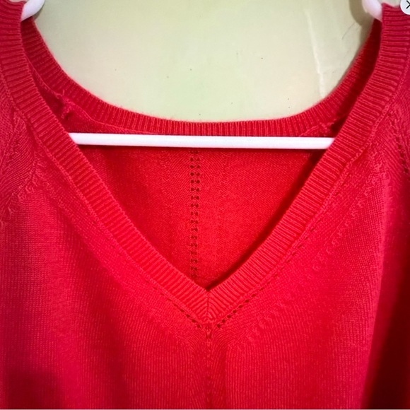 Talbots coral V-Neck sweater size 2X woman’s boxy - Picture 2 of 6